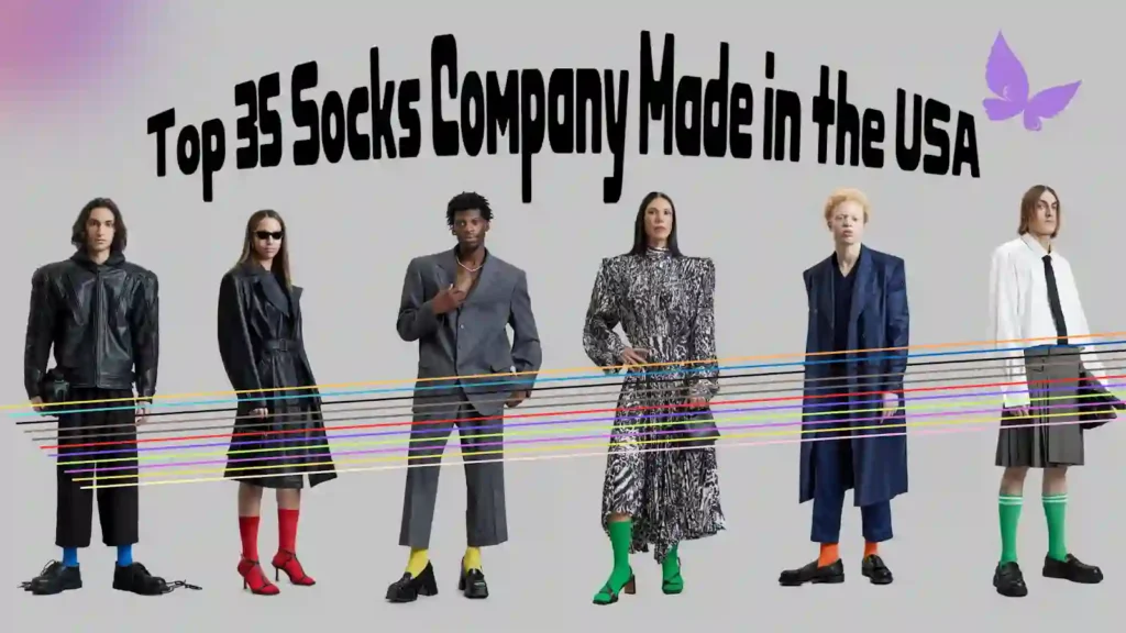 For each image, use a detailed description that includes the company name, sock type