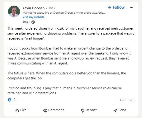 LinkedIn Post: Does Bombas Really Donate Socks? User Praises AI Customer Service